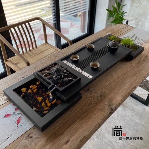 高端中式烏金石茶盤