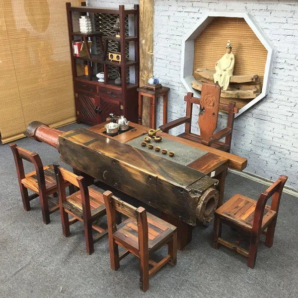 靜閒莊老船木茶桌