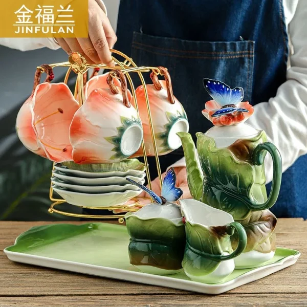 君子蘭高定陶瓷茶具：圖片 2