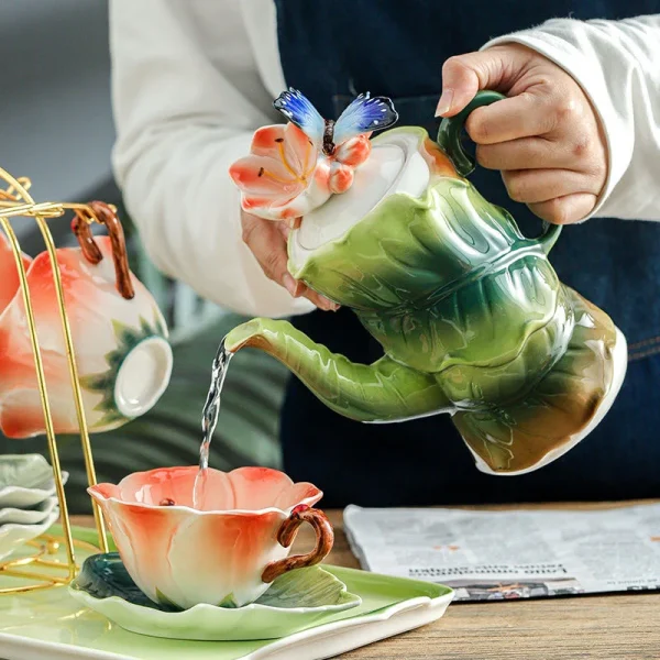 君子蘭高定陶瓷茶具