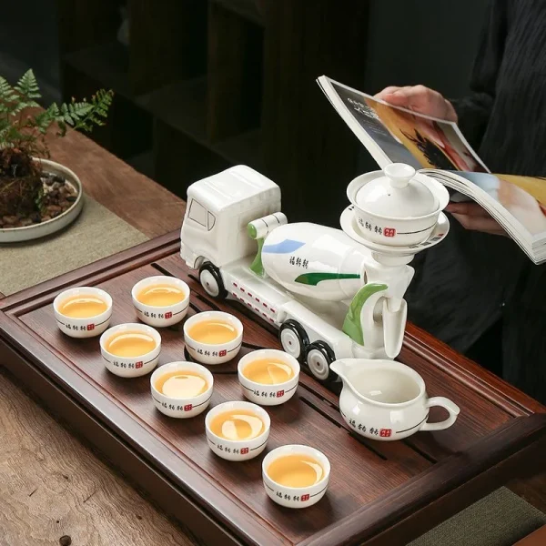 創意水泥攪拌車茶具
