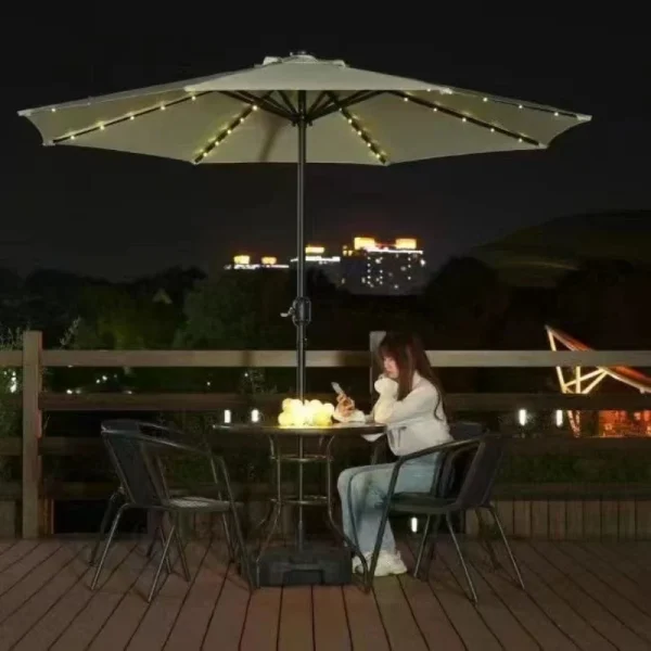 單頂太陽能帶燈戶外傘
